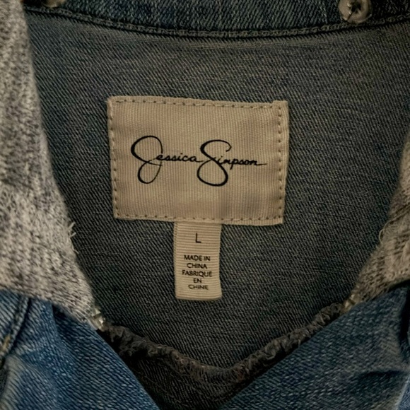 Jessica Simpson Hooded Jean Jacket sz Large - Picture 4 of 10